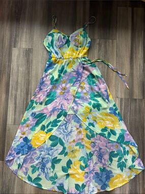 Lily Rose Mint Green Spaghetti Strap Dress with Pastel Accents